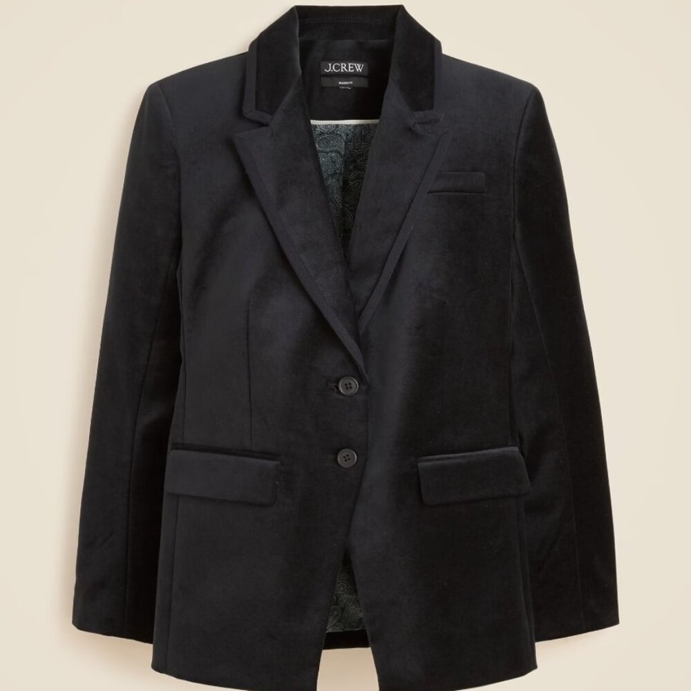J.Crew NWT s. 20 Madelyn blazer in Black velvet New with tags